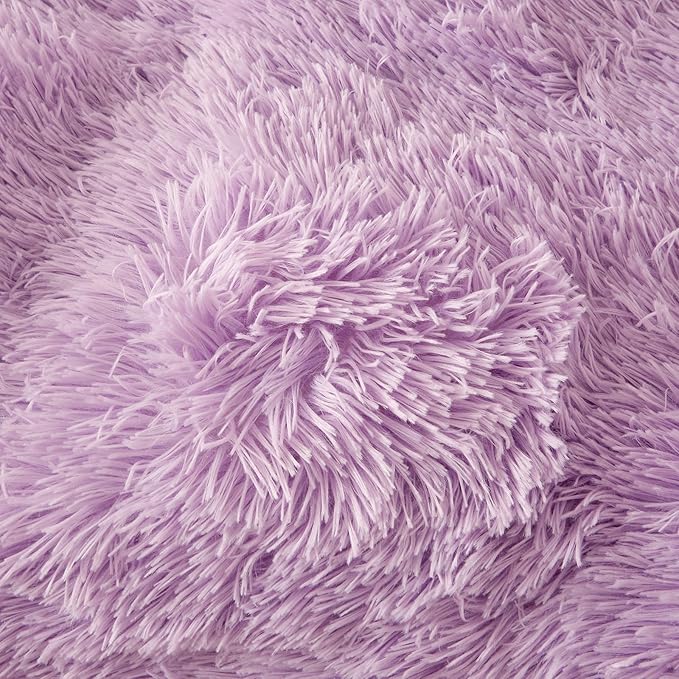 Fluffy Lilac comforters Cover twin size - Ultra Soft Plush Lilac bedding Sets 2 Pieces (1 faux fur comforter Cover + 1 fuzzy pillow case) girls shaggy Lilac twin bed set (Lilac, Twin) - LeafyLoom