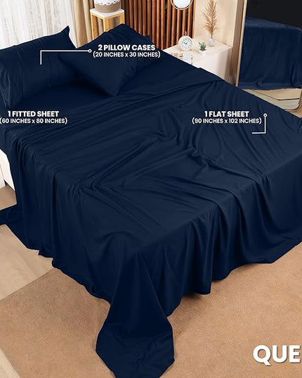 Utopia Bedding Queen Bed Sheets Set - 4 Piece Bedding - Brushed Microfiber - Shrinkage and Fade Resistant - Easy Care (Queen, Navy) - LeafyLoom