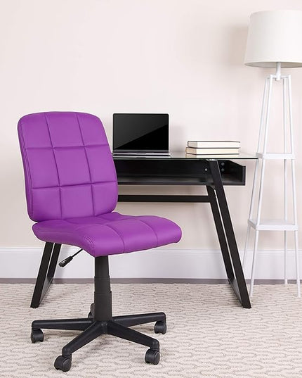 Flash Furniture Clayton Mid-Back Purple Quilted Vinyl Swivel Task Office Chair - LeafyLoom