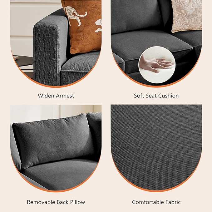 Sweetcrispy Convertible Sectional Sofa Couch, 6 Seat 6 Back Sofa Set with Storage for Living Room, U-Shaped Modern Modular Sofa Sleeper with Ottoman, Comfy Sofa Couch with Extra Deep Seats, Grey - LeafyLoom