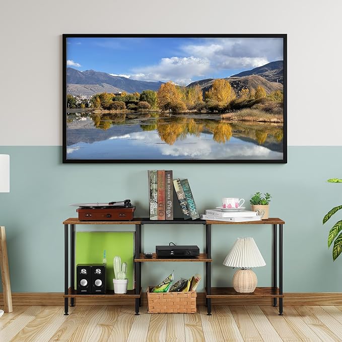 TV Stand for Bedroom 50 Inch TV Stand with Power Outlet 3 Tier Entertainment Center with Storage TV Console Table for 50 43 40 32 Inch TV, Rustic Brown - LeafyLoom