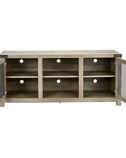 ROCKPOINT 58inch TV Stand Entertaiment Media Console Center Industrial Style Door, Grey wash - LeafyLoom