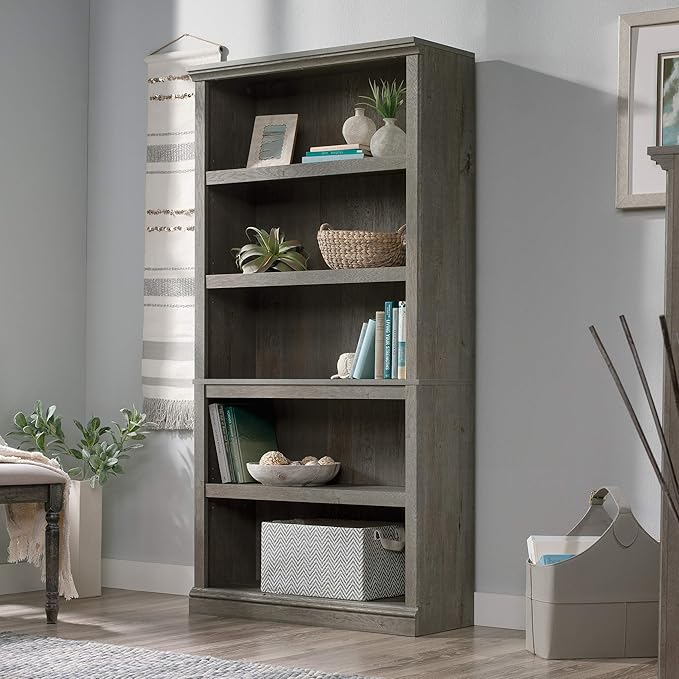 Sauder Miscellaneous Storage 5-Shelf Bookcase/Book Shelf, Mystic Oak Finish - LeafyLoom