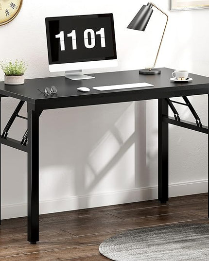 Need 39.4 inches Computer Desk for Small Space Small Folding Table Small Writing Desk Compact Desk Foldable Desk with BIFMA Certification, No Install Needed, Black - LeafyLoom