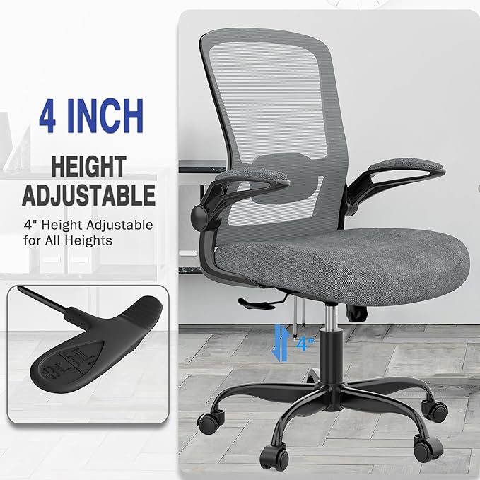 Office Chair, Ergonomic Desk Chair with Adjustable Lumbar Support, High Back Mesh Computer Chair with Flip-up Armrests-BIFMA Passed Task Chairs, Executive Chair for Home Office - LeafyLoom