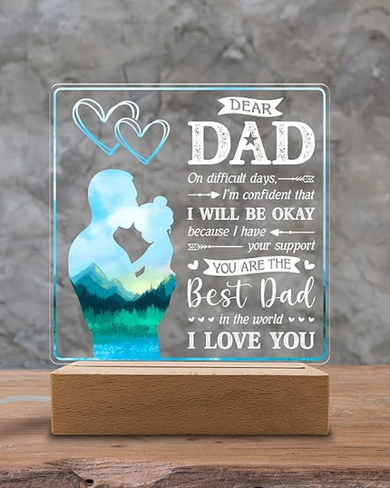 You are Best Dad in The World Acrylic Night Light Gifts for Daddy on Fathers Day, Christmas, Birthday from Son, Daughter - LeafyLoom