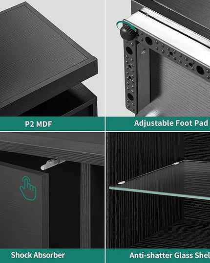 YITAHOME TV Stands for Living Room, 65 55 50 inch TV Stand, Modern Entertainment Center w/Power Outlets, LED Television Stands with Storage, Wood TV Stand, Gaming Media Stand, Black - LeafyLoom