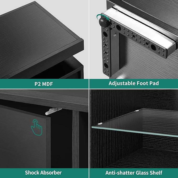 YITAHOME TV Stands for Living Room, 65 55 50 inch TV Stand, Modern Entertainment Center w/Power Outlets, LED Television Stands with Storage, Wood TV Stand, Gaming Media Stand, Black - LeafyLoom