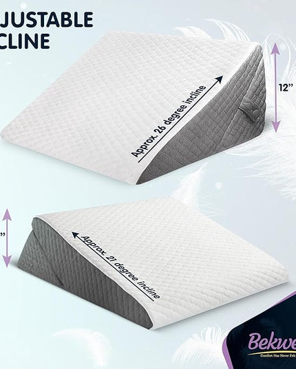 Adjustable Bed Wedge Pillow for Sleep Apnea, Gerd, Acid Reflux, Post Surgery, Heartburn - Foam Wedge Pillow for Back Pain Relief, Sleep Apnea Pillow Wedge or Bed Wedge Pillow for Sleeping for Seniors - LeafyLoom
