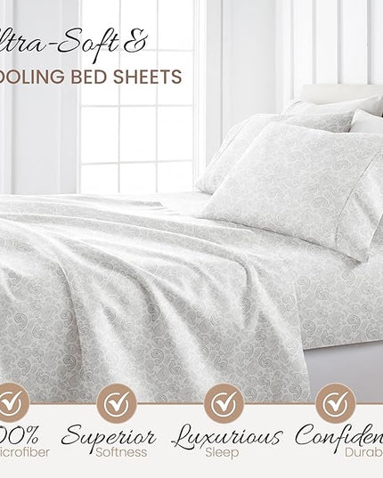 Linen Market 3 Piece Twin Bedding Sheet Set (Gray Floral) - Sleep Better Than Ever with These Ultra-Soft & Cooling Bed Sheets for Your Twin Size Bed - Deep Pocket Fits 16" Mattress - LeafyLoom