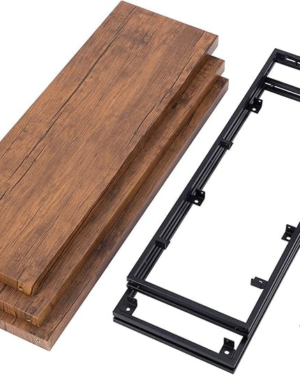 3 Tier Bookshelf Rustic Industrial Bookshelf Wood and Metal, Brown - LeafyLoom
