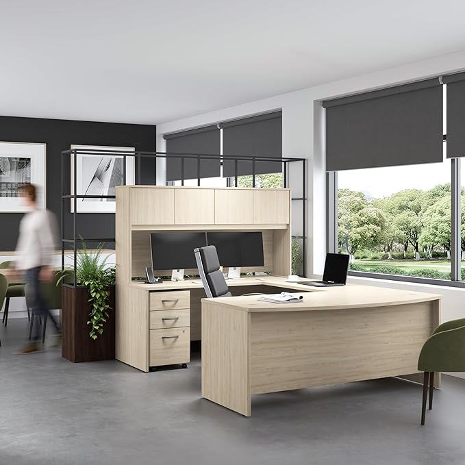 Bush Business Furniture Studio C Office Desk, Computer Table for Home or Professional Workspace, 72W x 30D, Natural Elm - LeafyLoom