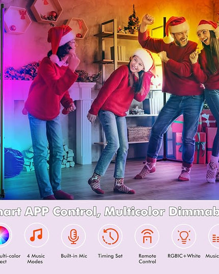 Corner Floor Lamp, 65” LED Smart Modern Music Sync Color Changing RGB Floor Lamp with Remote & App Control for Bedroom, Corner Lamp with 16 Million DIY Modes, Timer Setting for Gaming Room - LeafyLoom