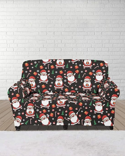 FKELYI Christmas Decorations Indoor Easy Going Stretch Sofa Slipcover Santa Claus Sofa Couch Cover Comfortable Furniture Protector M FKELYI