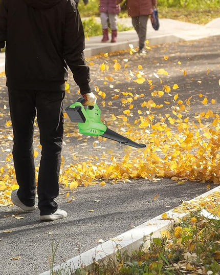 Leaf Blower Cordless with 5.0Ah Battery and Charger, 135MPH 170CFM High Speed Leaf Blower with 2 Tube, 20V Electric Leaf Cleaner, Lightweight Handheld Small Blower for Car, Garden, House, Depot, Green - LeafyLoom