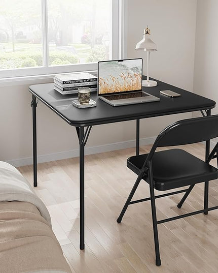 IDEALHOUSE Portable Folding Card Table and Chair Set of 5, Pu Upholstered Foldable Table, and All Metal Folding Chairs, Table and Chairs Suitable for Dining Room, Living Room, Office, Camping - LeafyLoom