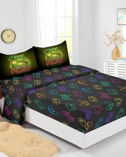 6 PCS Gamer Bedding Sets,Gaming Comforter Set for Boys,Kids Bedding Sets for Boys,Full Size Bedding Sets for Boys,Bed in A Bag with Sheets(Full,Yellow Color) - LeafyLoom