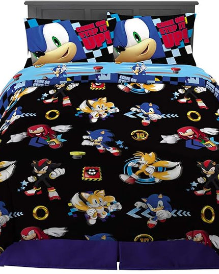 Franco Kids Bedding Super Soft Comforter and Sheet Set, 5 Piece Full Size, Sonic the Hedgehog - LeafyLoom