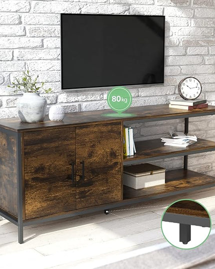 Novilla Retro Farmhouse TV Stand for TVs up to 65 Inches, Living Room Entertainment Center for Flat/Curved Screen, 58 Inches, Brown - LeafyLoom