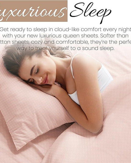 Linen Market 4 Piece Queen Bedding Sheet Set (Pink Heart) - Sleep Better Than Ever with These Ultra-Soft & Cooling Bed Sheets for Your Queen Size Bed - Deep Pocket Fits 16" Mattress - LeafyLoom