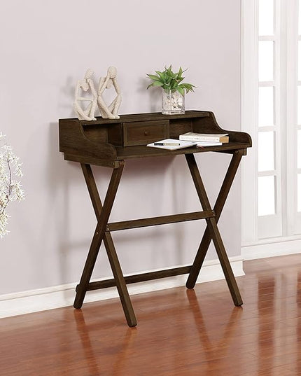 Linon Mable Folding Desk, Walnut - LeafyLoom
