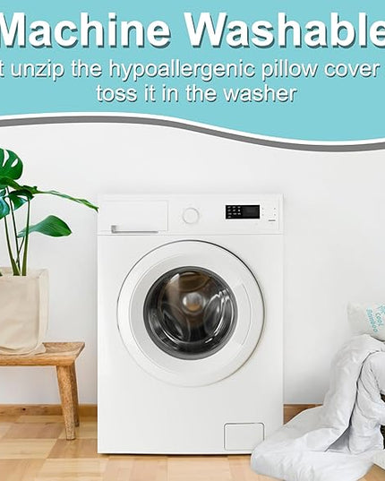 Cooling Rayon of Bamboo Pillows King Size for Sleeping, +1 Extra Washable Zippered Breathable Cover Soft Shredded Adjustable Memory Foam, Relieves Neck Pain Snoring for Back/Stomach/Side Sleeper - LeafyLoom