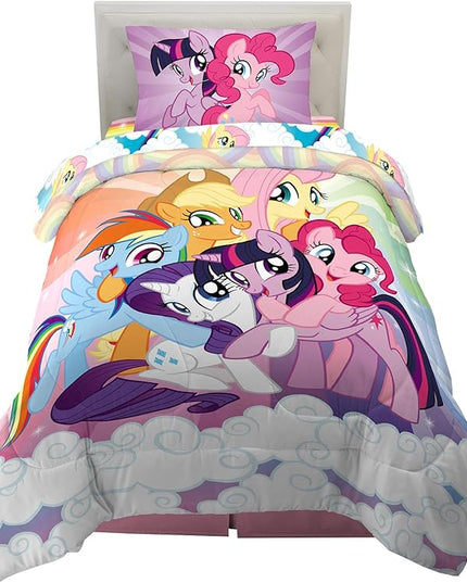 Franco Kids Bedding Super Soft Microfiber Comforter and Sheet Set, 4 Piece Twin Size, My Little Pony - LeafyLoom