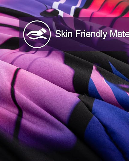 A Nice Night Galaxy 6pcs Bed in A Bag Purple and Blue Dreamy 3D Butterfly Printed, Butterflies Bedding Twin Comforter Set, for Girls Kids Teens - LeafyLoom