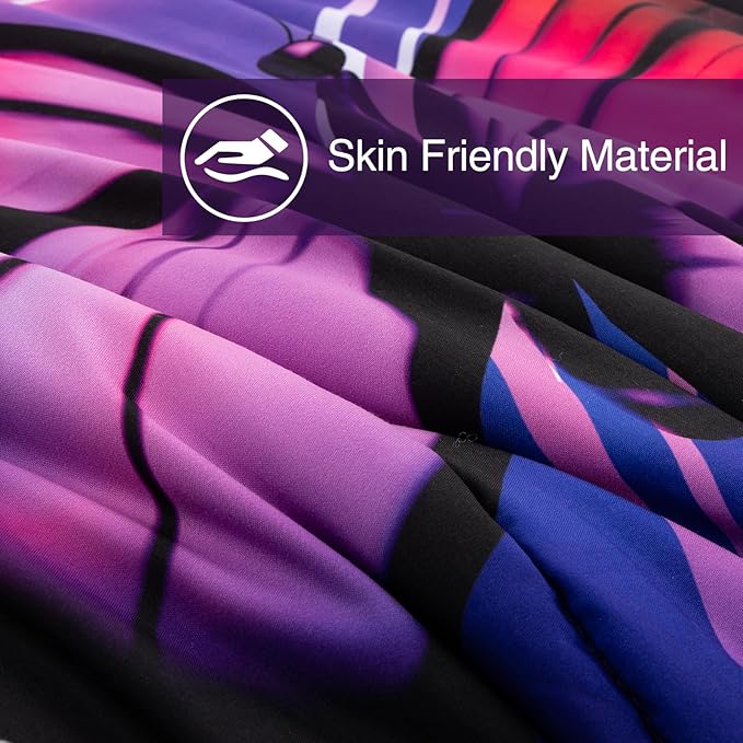 A Nice Night Galaxy 6pcs Bed in A Bag Purple and Blue Dreamy 3D Butterfly Printed, Butterflies Bedding Twin Comforter Set, for Girls Kids Teens - LeafyLoom