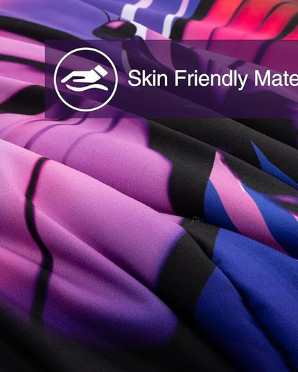 A Nice Night Galaxy 6pcs Bed in a Bag Purple and Blue Dreamy 3D Butterfly Printed, Butterflies Bedding Full Comforter Set, for Girls Kids Teens - LeafyLoom