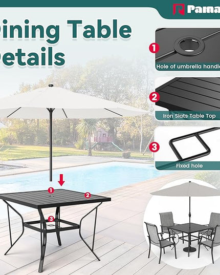 Pamapic 5 Pieces Patio Dining Set, Outdoor Dining Set for Garden Backyard Poolside Deck,Outdoor Table and Chairs Set with 4 Textilene Chairs,Gray - LeafyLoom