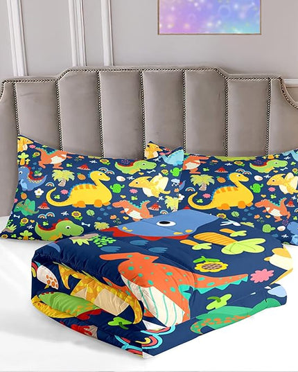 Dinosaur Comforter Set Queen, Dinosaur Bedding Set Queen for Boys Teens Room Dinosaur Blue Queen Size Comforter Sets Boys Queen Comforter Set Bedroom Decor, Queen (1 Comforter 2 Pillowcases) - LeafyLoom