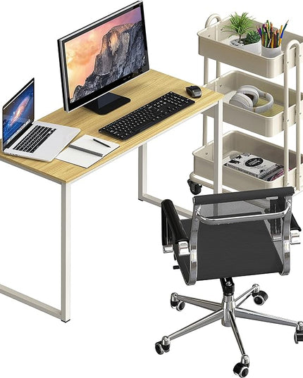 SHW Home Office 32-Inch Computer Desk, Oak - LeafyLoom