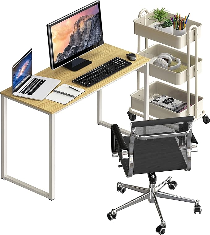 SHW Home Office 32-Inch Computer Desk, Oak - LeafyLoom
