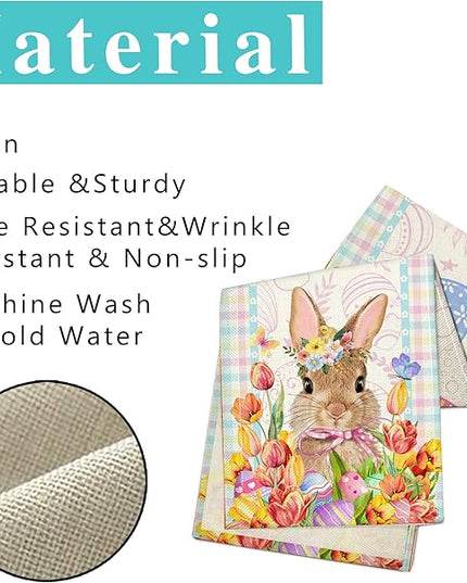Easter Table Runner 72 Inch Easter Bunny Eggs Table Runner Buffalo Plaid Check Decor for Kitchen Dining Table Home Party Decorations Unibyby
