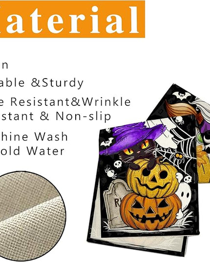 Halloween Table Runner 90 Inches Long Pumpkin Black Cat Halloween Table Runners Happy Halloween Boo Ghost Theme Decor for Kitchen Dining Table Home Party Decorations Unibyby