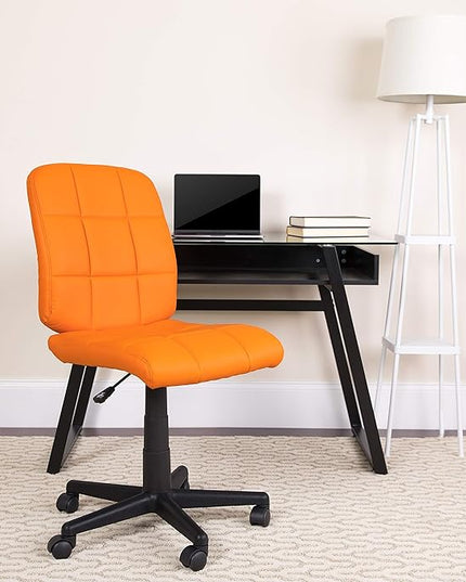 Flash Furniture Clayton Mid-Back Orange Quilted Vinyl Swivel Task Office Chair - LeafyLoom