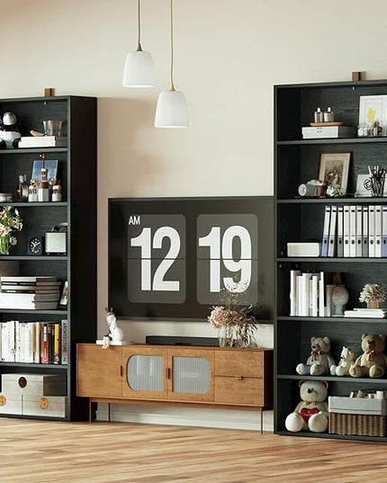 IRONCK Bookshelves and Bookcases Set of 2 Floor Standing 6 Tier Display Storage Shelves 70in Tall Bookcase Home Decor Furniture for Home Office, Living Room, Bed Room - LeafyLoom