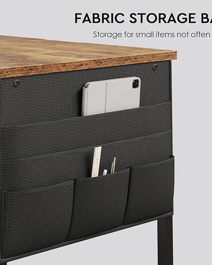 Ｍａｉｈａｉｌ Maihail Small Desk with Drawers, 40 inch Computer Desk with Shelves, Writing Desk with Storage, Small Office Desk with Metal Frame, Rustic Brown - LeafyLoom