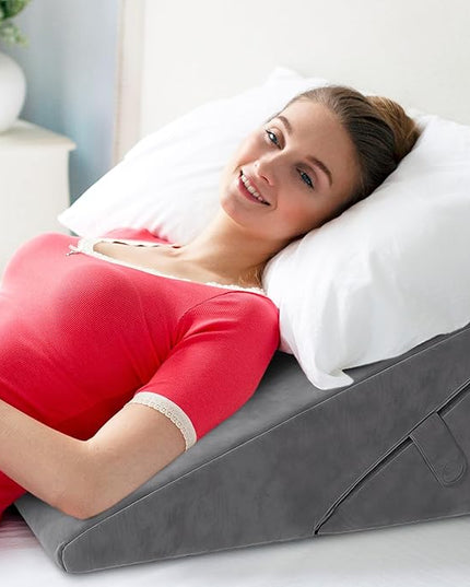 Adjustable Bed Wedge Pillow for Sleep Apnea, Gerd, Acid Reflux, Post Surgery, Heartburn - Foam Wedge Pillow for Back Pain Relief, Sleep Apnea Pillow Wedge or Bed Wedge Pillow for Sleeping for Seniors - LeafyLoom