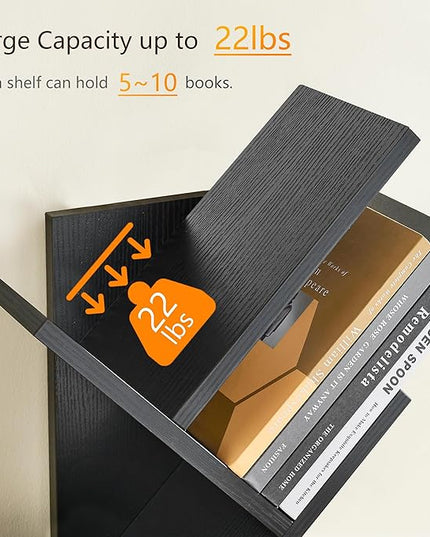 Tajsoon Tree Bookshelf 3 Tier Book Storage Organizer Shelves, Desktop Bookshelf Floor Standing Bookcase Display for CDs/Magazine/Books, Small Bookshelf for Bedroom, Living Room&Office, Black - LeafyLoom