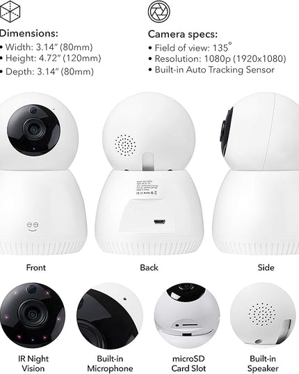 Scope indoor 1080p HD Smart Auto-Tracking Security Camera, White, Motion Only Geeni