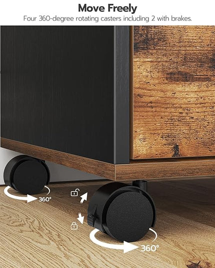 HOOBRO 7-Drawer Chest, File Cabinet, Wooden File Cabinet, Office Cabinet with Drawers, Storage Cabinet, for Home Office, Study, Easy Assembly, Rustic Brown and Black BF07WJ01 - LeafyLoom