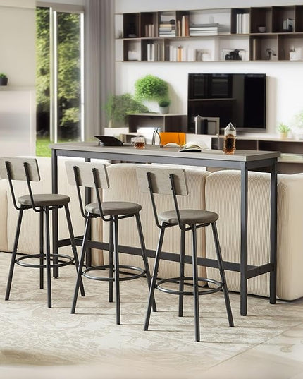 NicBex Kitchen Table Chairs Set of 4 Dining Room Set Long Bar Table Set with 3 Pu Upholstered Bar Stools, Industrial Bar Table and Chairs for Kitchen Breakfast Table, Banquet Hall, Gray - LeafyLoom