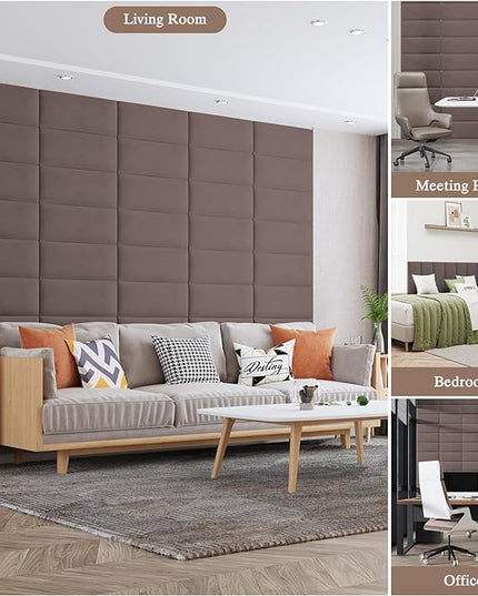 Queen Headboard, Wall Mounted Peel and Stick Headboard, Upholstered Leather Bed Headboard for Queen Size Bed, Floating Dorm Bedroom Tall Headboard Soundproof Wall Panels (9 Panels, 10"x24") - LeafyLoom