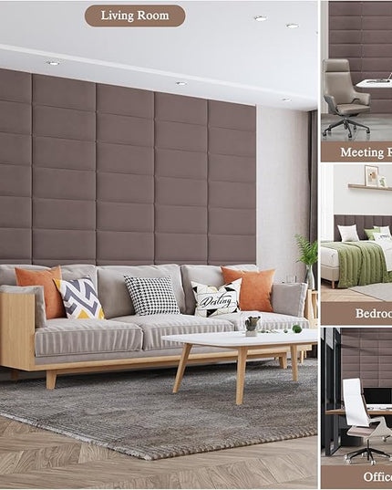 King Headboard, Wall Mounted Peel and Stick Headboard, Upholstered Leather Bed Headboard for King Size Bed, Floating Dorm Bedroom Tall Headboard Soundproof Wall Panels (12 Panels, 10"x24") - LeafyLoom