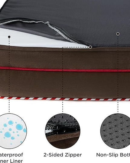 Bedsure Orthopedic Dog Bed for Medium Dogs - Waterproof Dog Sofa Beds Medium, Supportive Foam Pet Couch Bed with Removable Washable Cover, Waterproof Lining and Nonskid Bottom, Brown BEDSURE