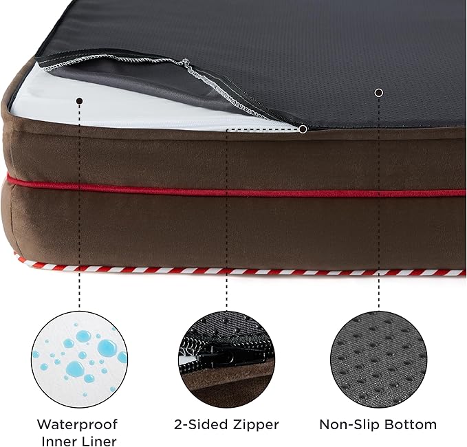 Bedsure Orthopedic Dog Bed for Medium Dogs - Waterproof Dog Sofa Beds Medium, Supportive Foam Pet Couch Bed with Removable Washable Cover, Waterproof Lining and Nonskid Bottom, Brown BEDSURE