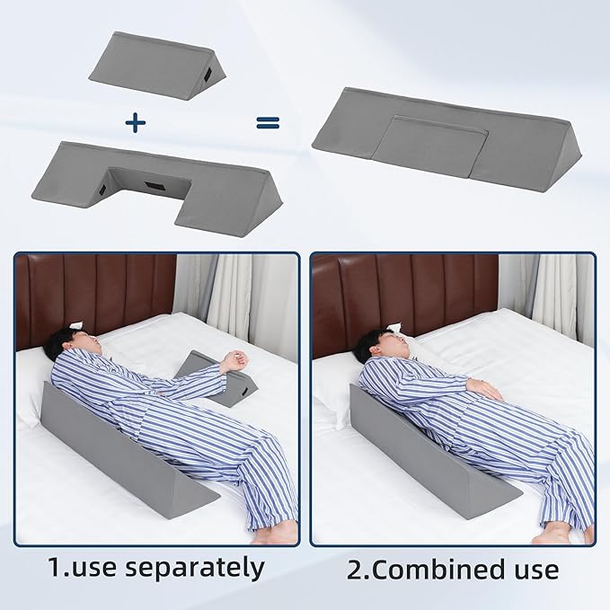 34" Wedge Pillow for Side Sleeping,Training for Side Sleeping with Detachable Small Wedge Pillow,Positioning Wedge for Side Sleeper,Back Support,Reducing Snoring,Preventing Bedsores - LeafyLoom