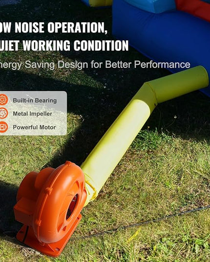 VEVOR Air Blower, 2-Speed Inflatable Blower, 1HP and 1.2HP, Portable and Powerful Bounce House Blower, Commercial Bouncy Castle Electric Blower, Used for Inflatable Bouncy Castle and Jump Slides - LeafyLoom